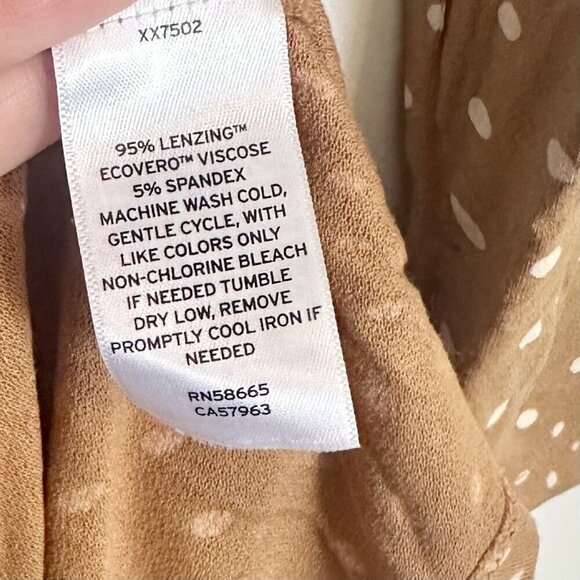 NWT BP Tan Polka Dot Long Sleeve V-Neck Sustainable Dress - Size: S - Picture 5 of 7